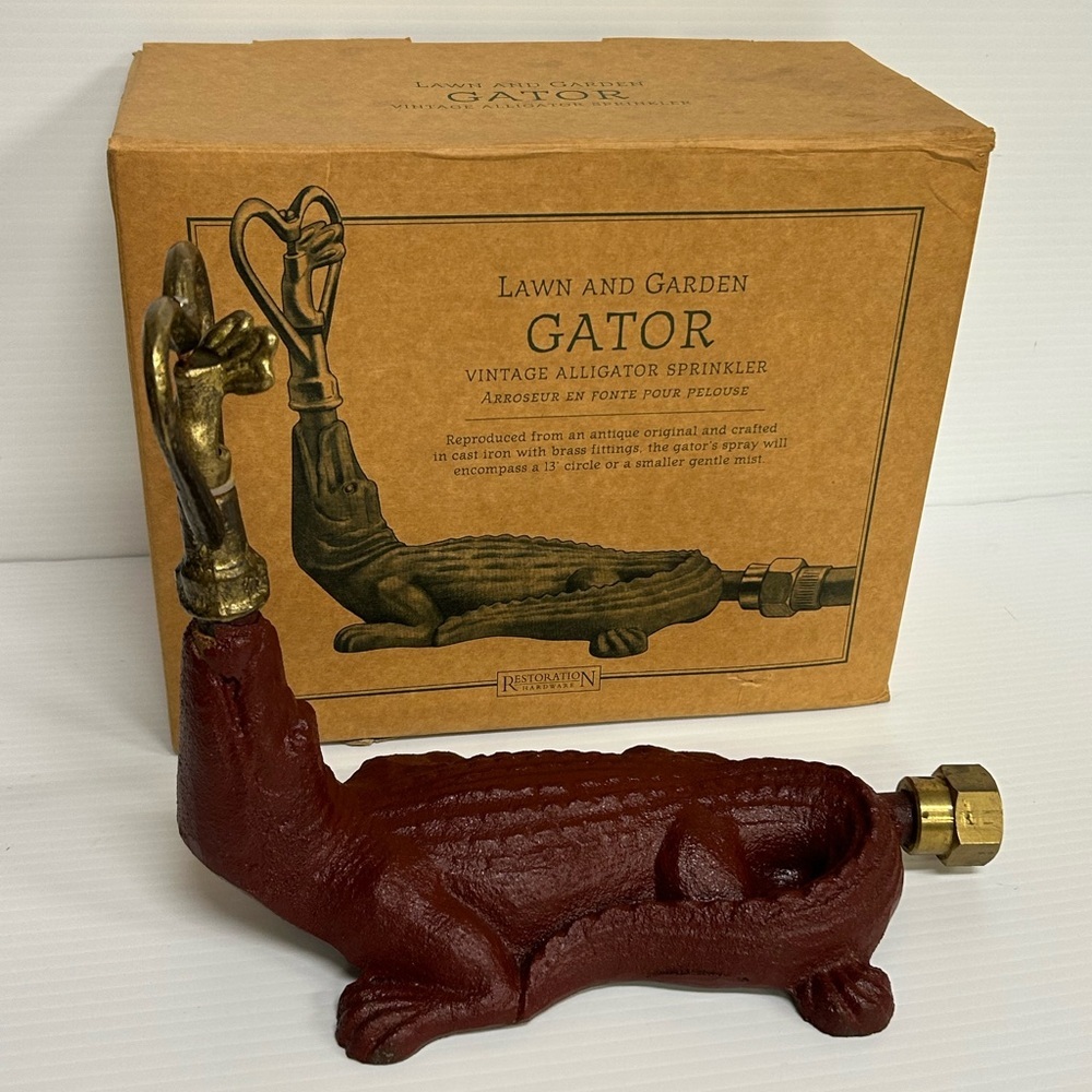 Restoration Hardware Red Vintage Alligator Sprinkler Gator Crocodile Garden
